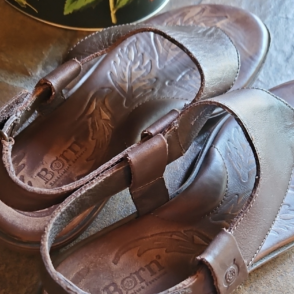 Born Dark Brown Leather Sandals - Picture 2 of 5